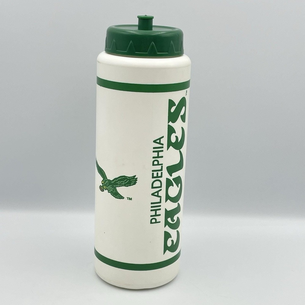 Vintage 1990s Philadelphia Eagles Water Bottle NFL Green White Sports Squeeze